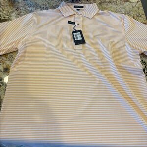 Peter Millar Orange and White Polo Shirt Classic Style